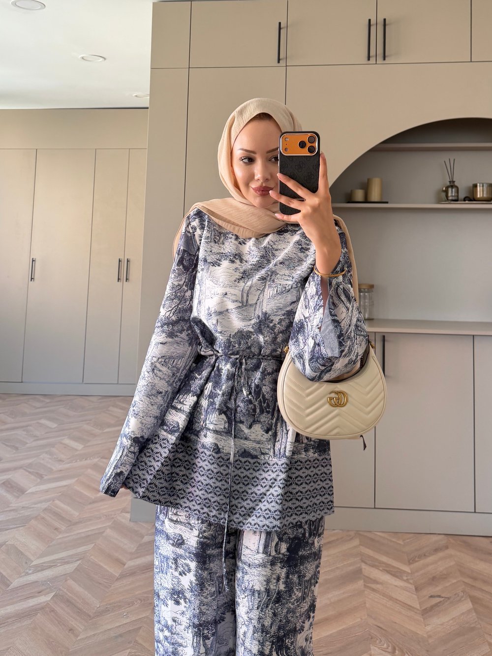 Toile Desenli Pantolonlu Takım Lacivert (4525)