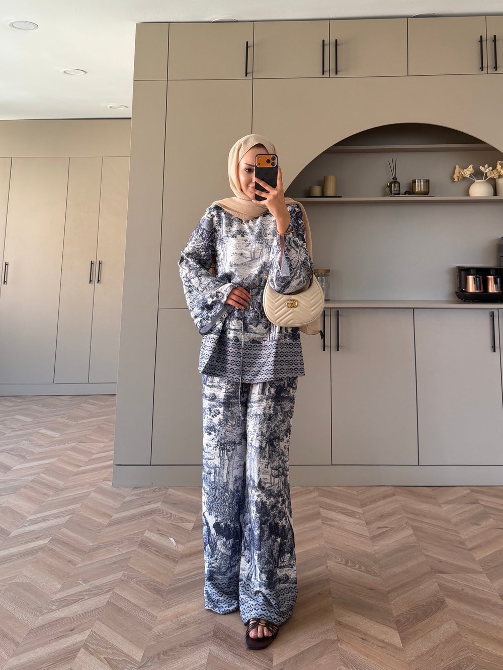 Toile Desenli Pantolonlu Takım Lacivert (4525)