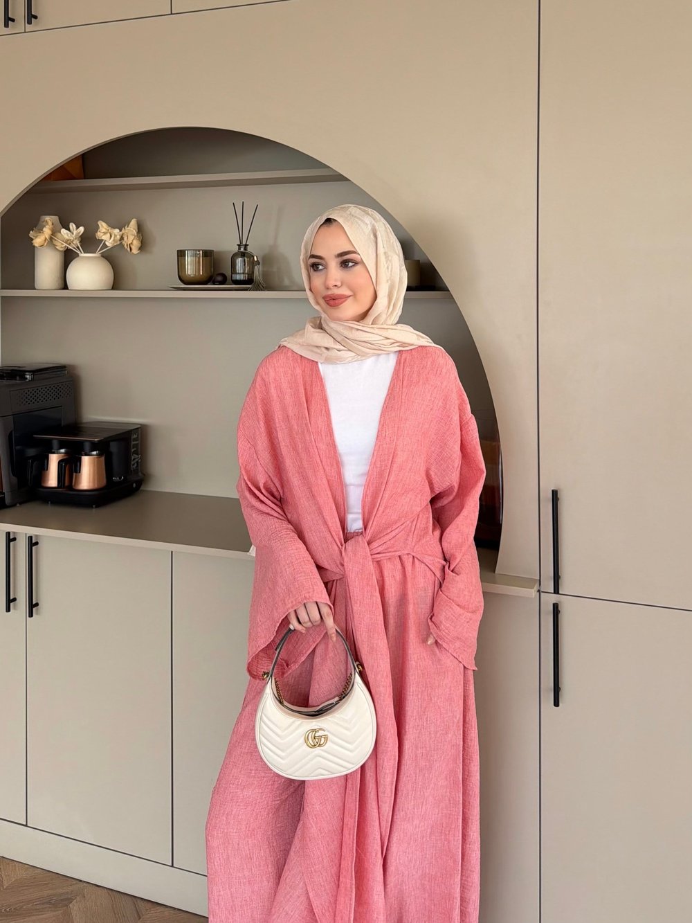 Tokyo Yırtmaçlı Kimono Pantolonlu Takım Pembe (5813)