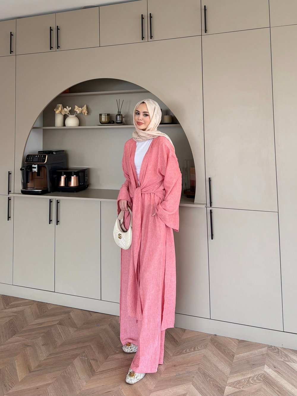 Tokyo Yırtmaçlı Kimono Pantolonlu Takım Pembe (5813)