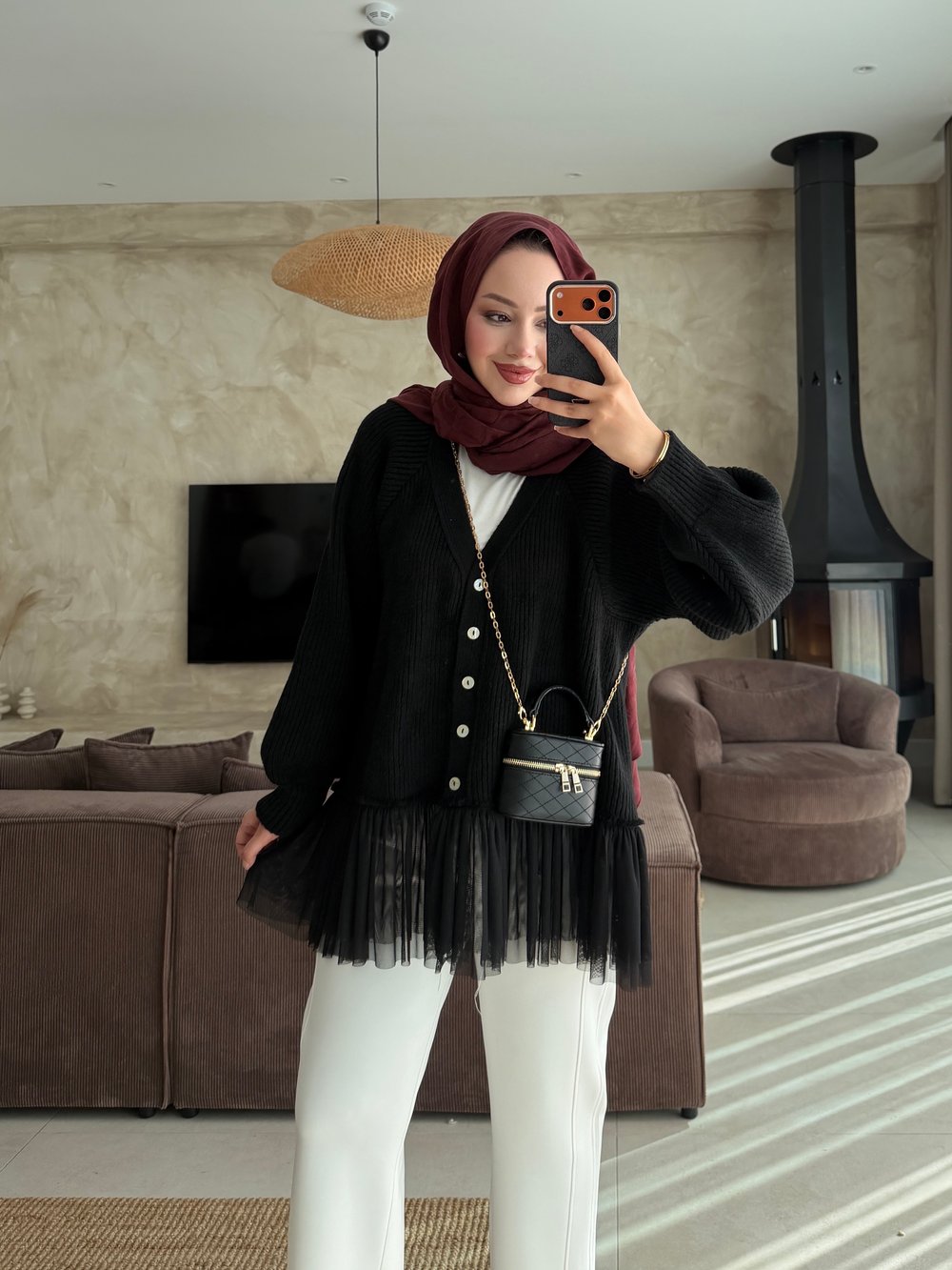 Tüllü Hırka Siyah (1101)