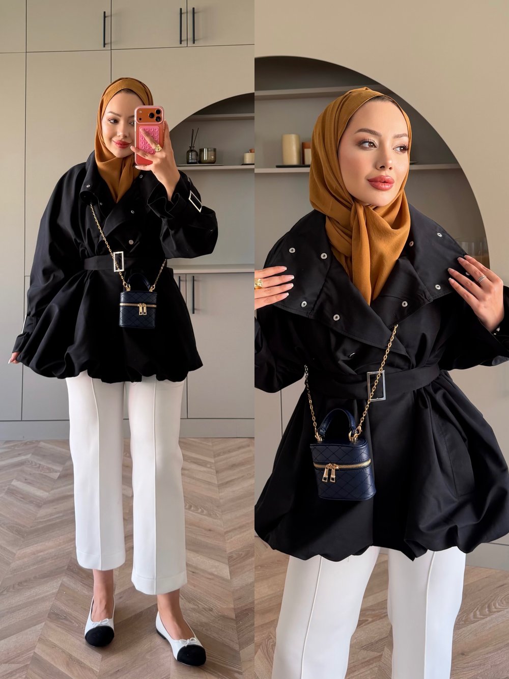 Tuya Çıtçıtlı Bomber Trenç Siyah (4568)
