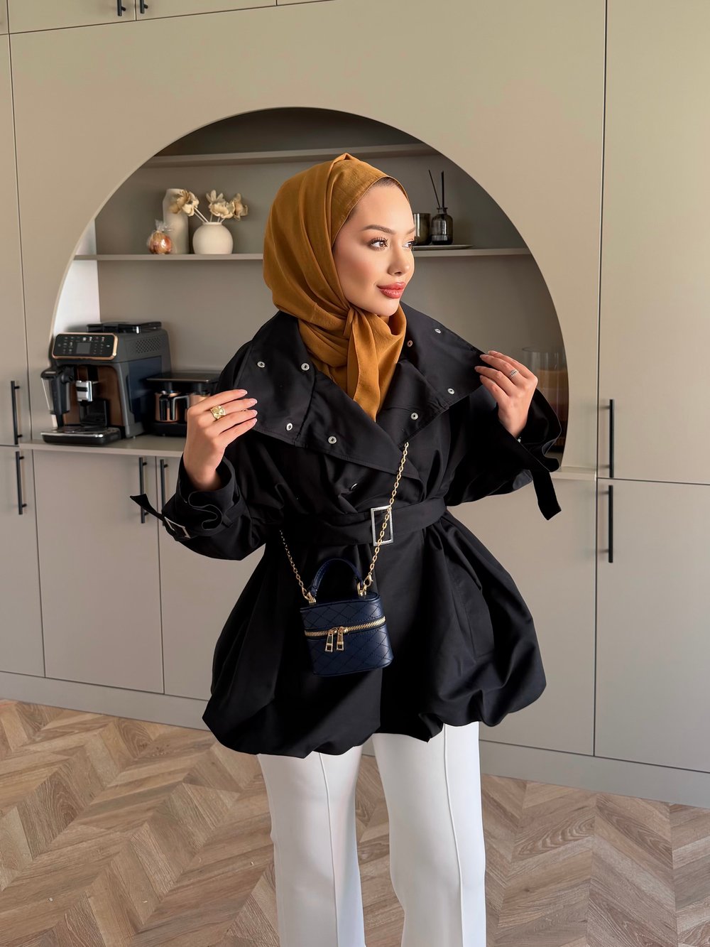 Tuya Çıtçıtlı Bomber Trenç Siyah (4568)