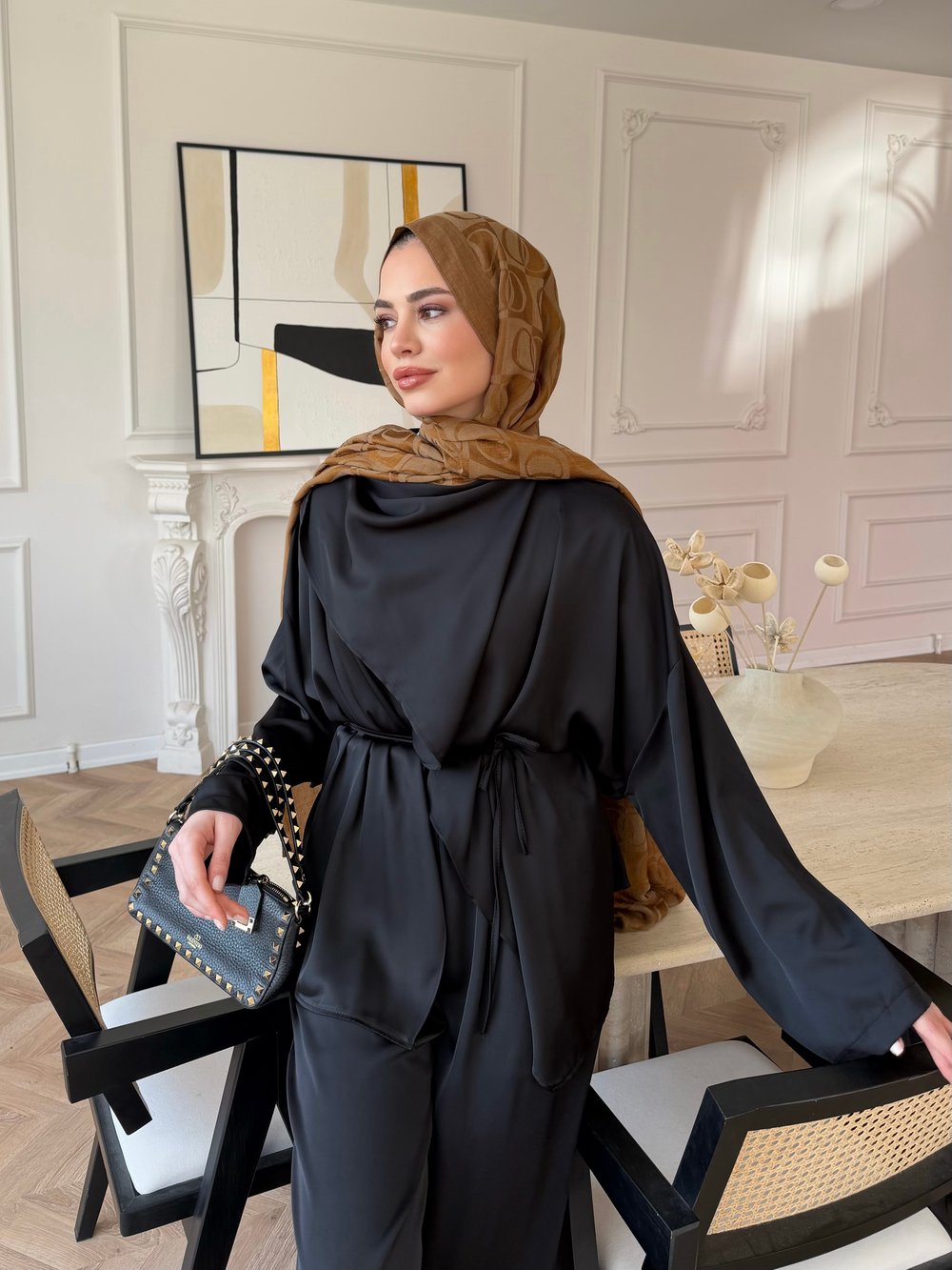 Veloura Asimetrik Pantolon Takım Siyah (8041)