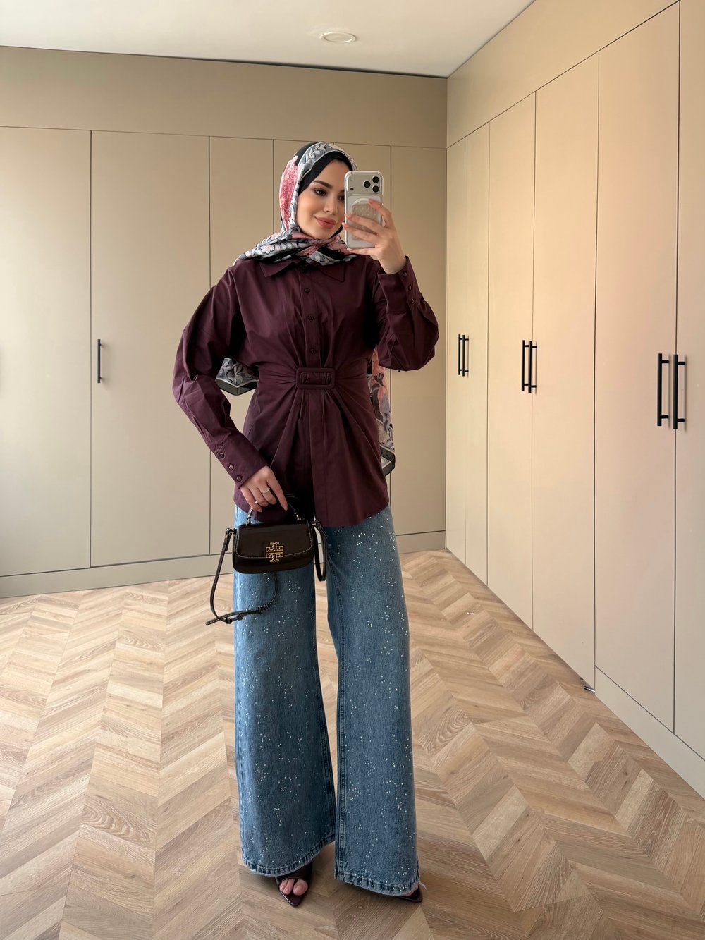 Vera Toka Detaylı Beli Büzgülü Gömlek Mürdüm (4402)