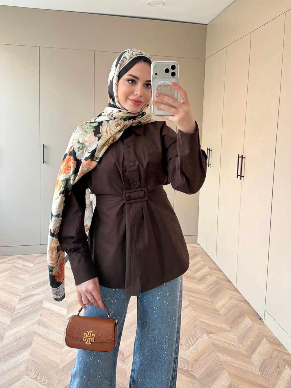 Vera Toka Detaylı Beli Büzgülü Gömlek Acı Kahve (4402)