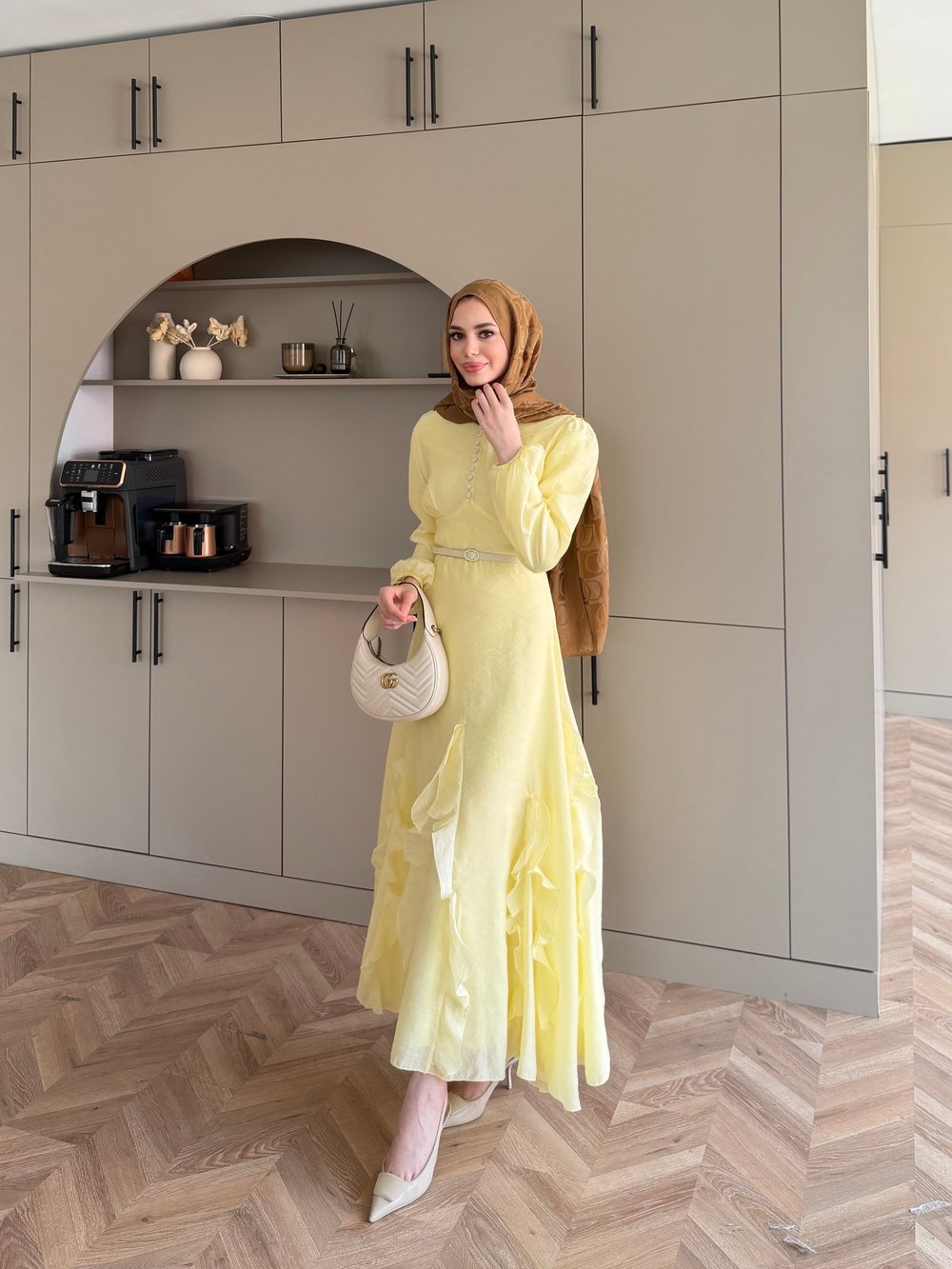 Visal Fırfırlı Elbise ButterYellow (26173)