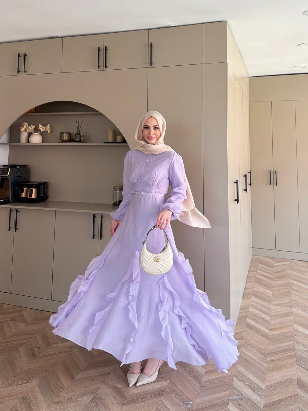 Visal Fırfırlı Elbise Lila (26173)