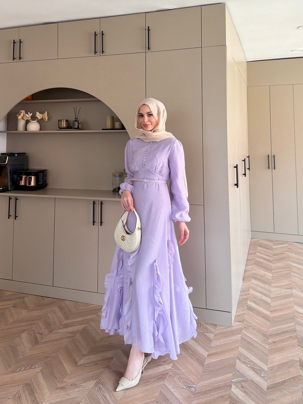 Visal Fırfırlı Elbise Lila (26173)