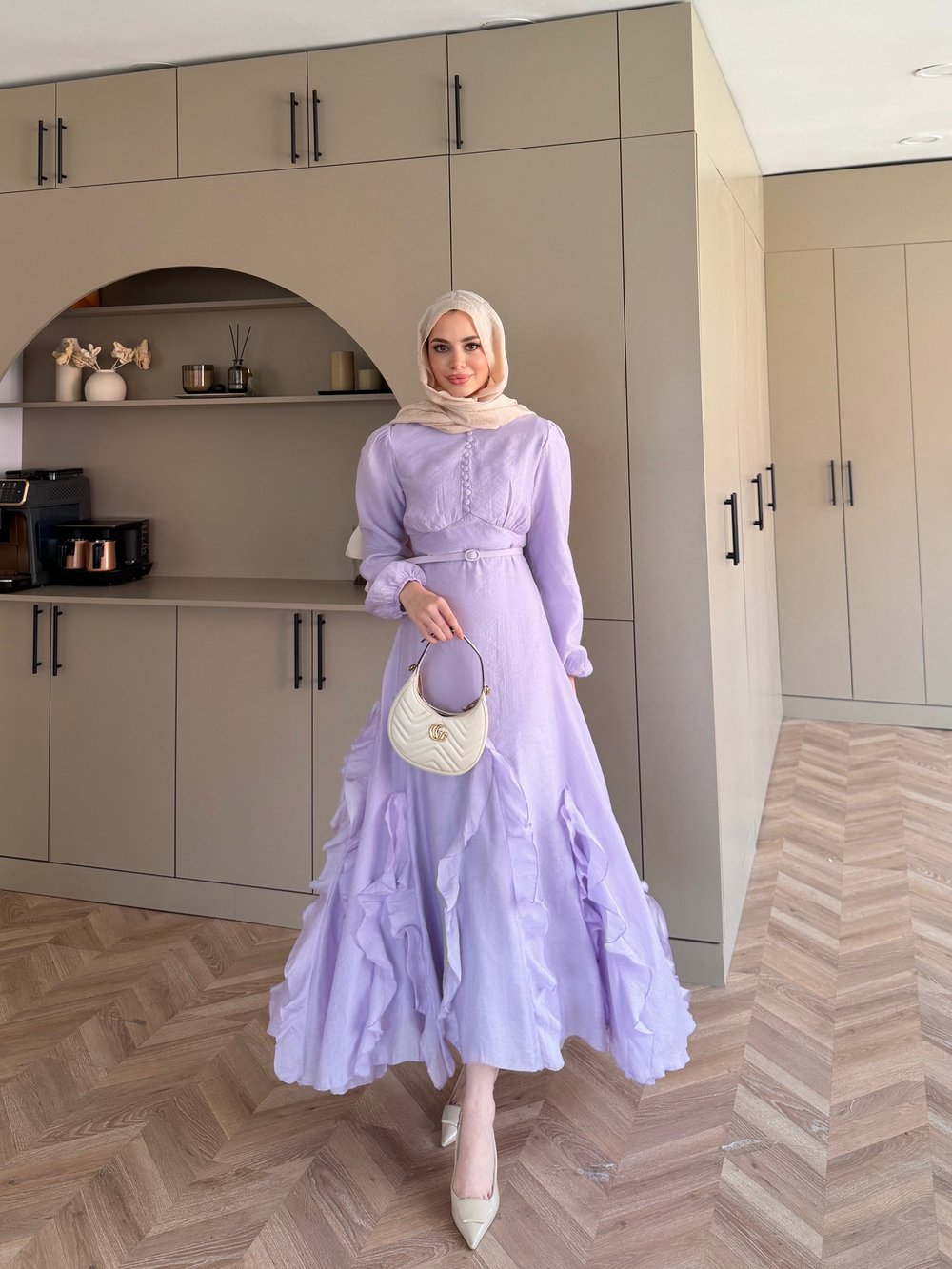 Visal Fırfırlı Elbise Lila (26173)
