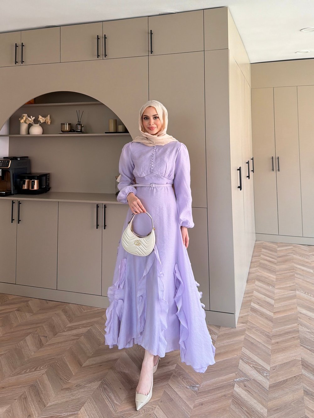 Visal Fırfırlı Elbise Lila (26173)