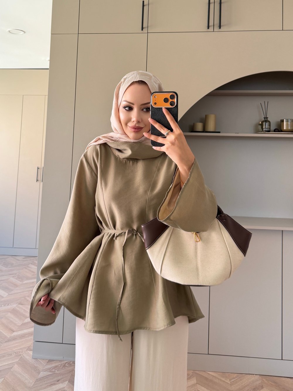 Wear Geniş Yaka Bluz Haki (5556)