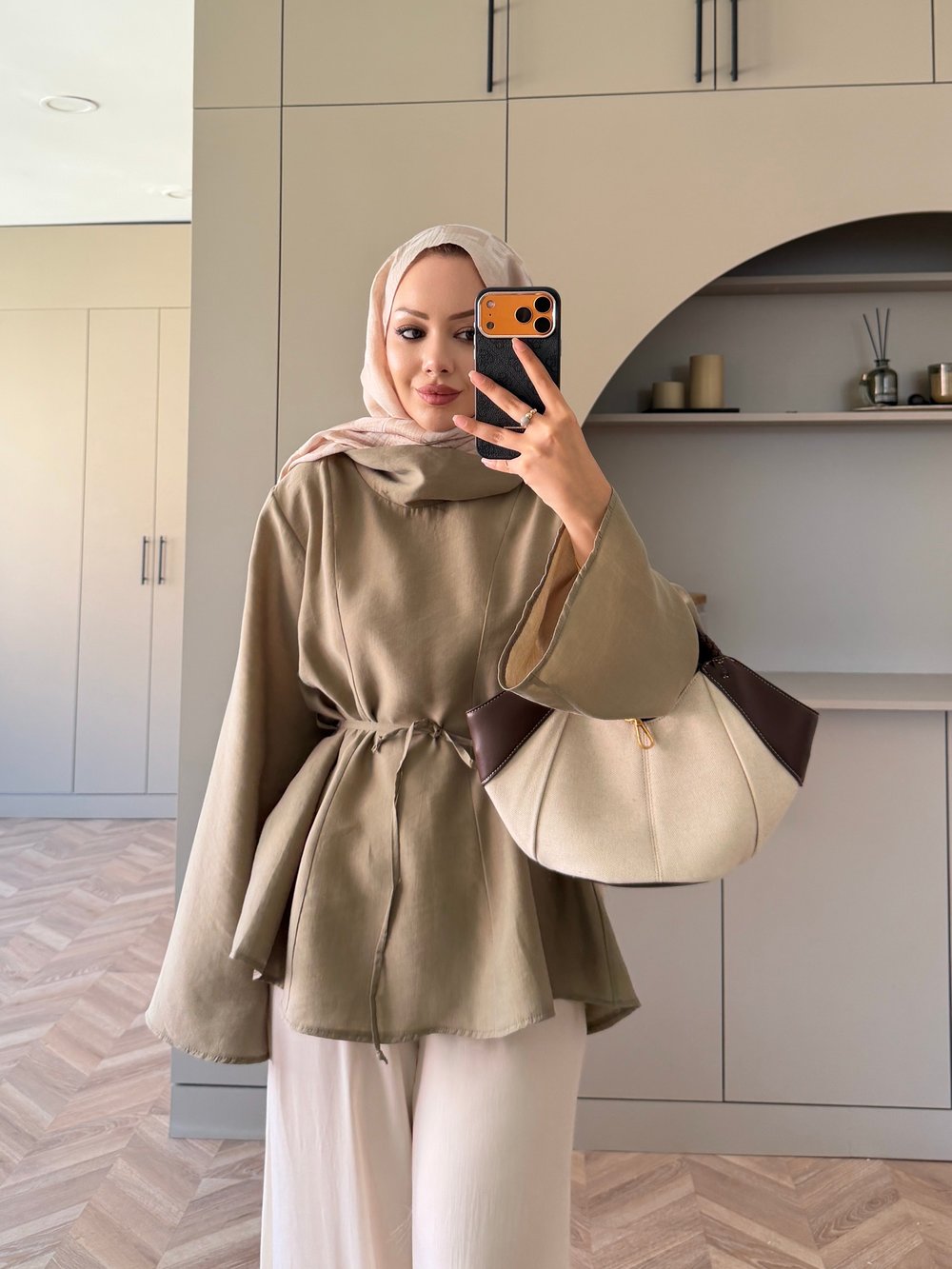 Wear Geniş Yaka Bluz Haki (5556)