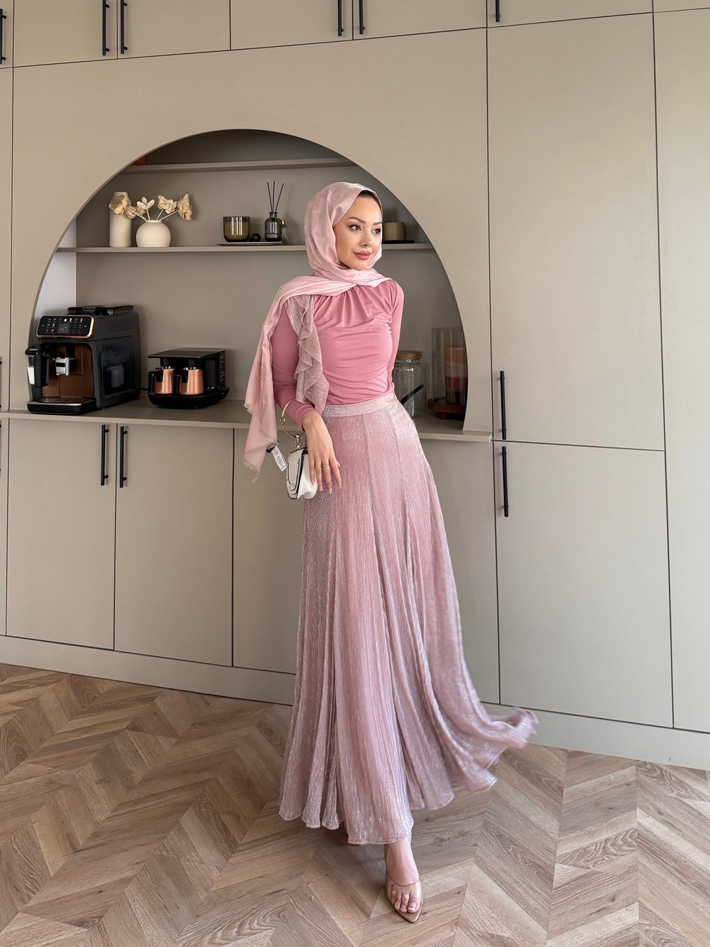 Whisper Drapeli Etekli Takım Pembe (5795)