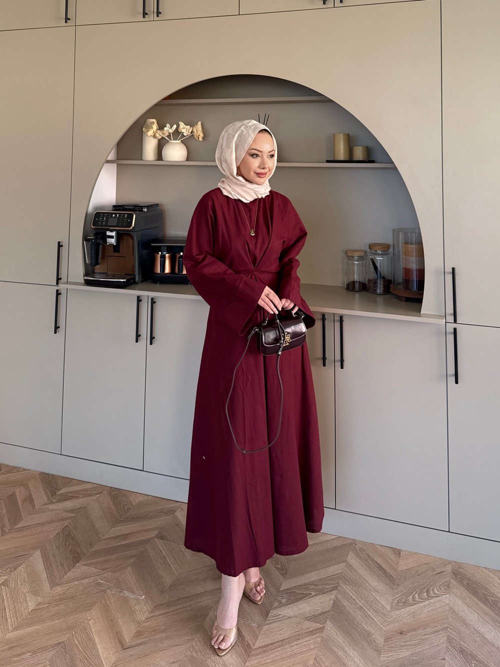 Wild Bağlama Detaylı Elbise Bordo (4491)