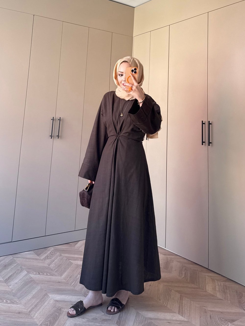 Wild Bağlama Detaylı Elbise Kahve (4491)