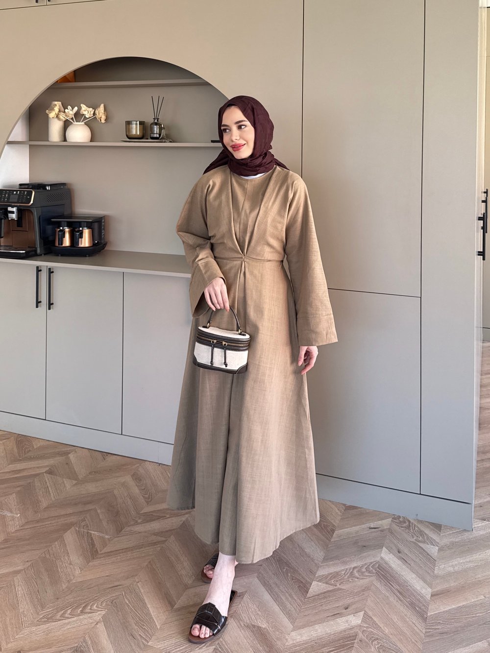 Wild Bağlama Detaylı Elbise Vizon (4491)