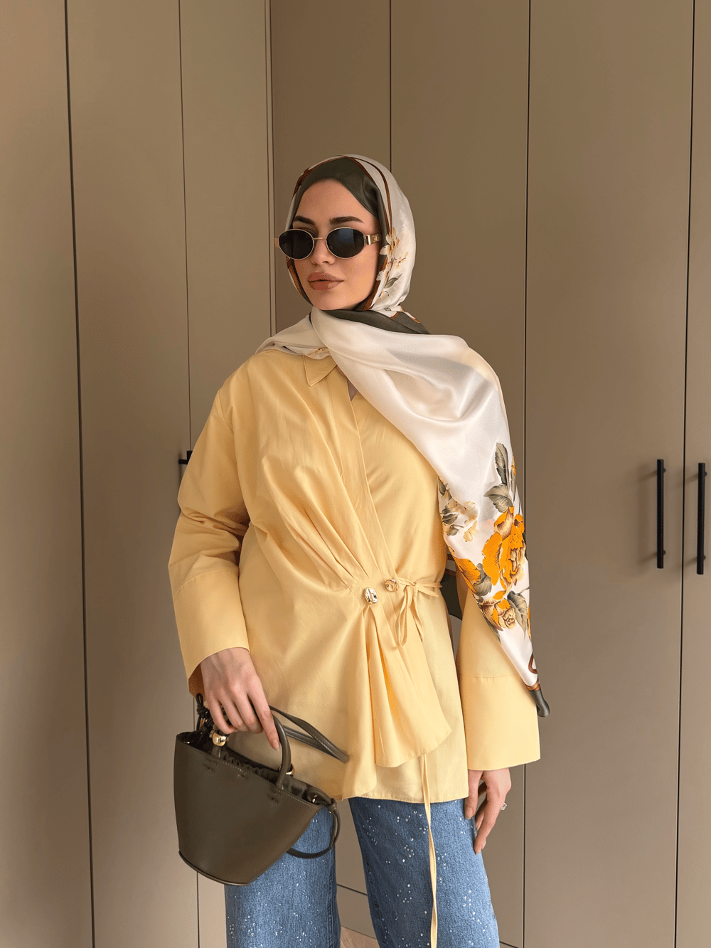Yasemin Desen Şal Ekru 098