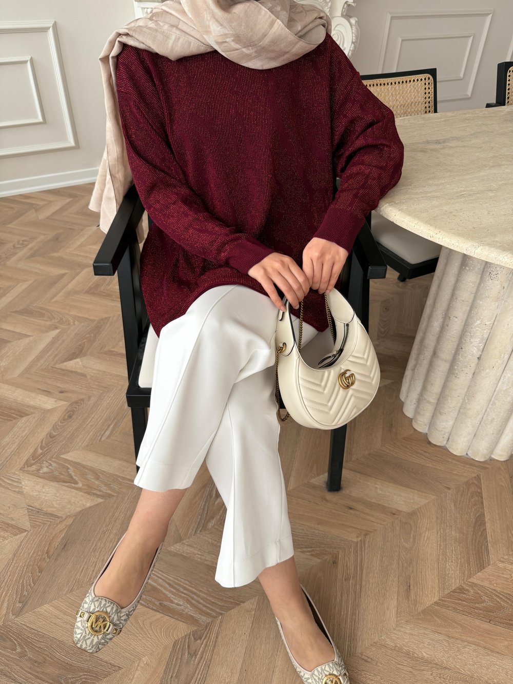 Zebra Simli Merserize Kazak Bordo