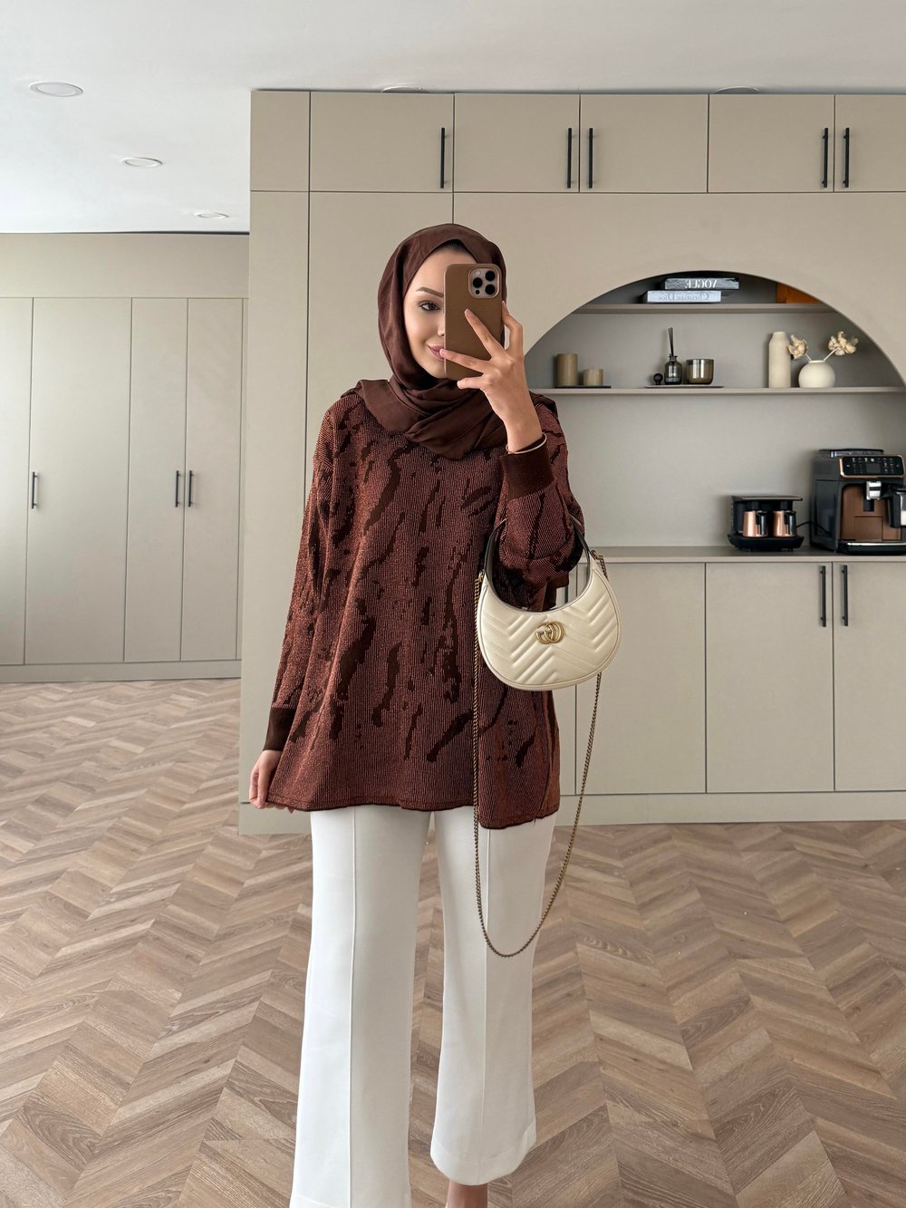 Zebra Simli Merserize Kazak Kahve