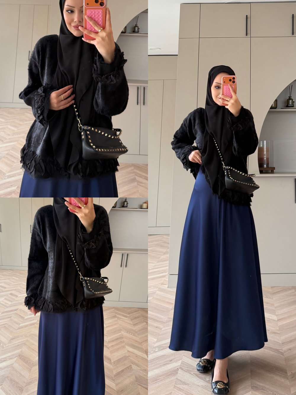 Zen Fırfır Detaylı Peluş Kazak Siyah (2911)