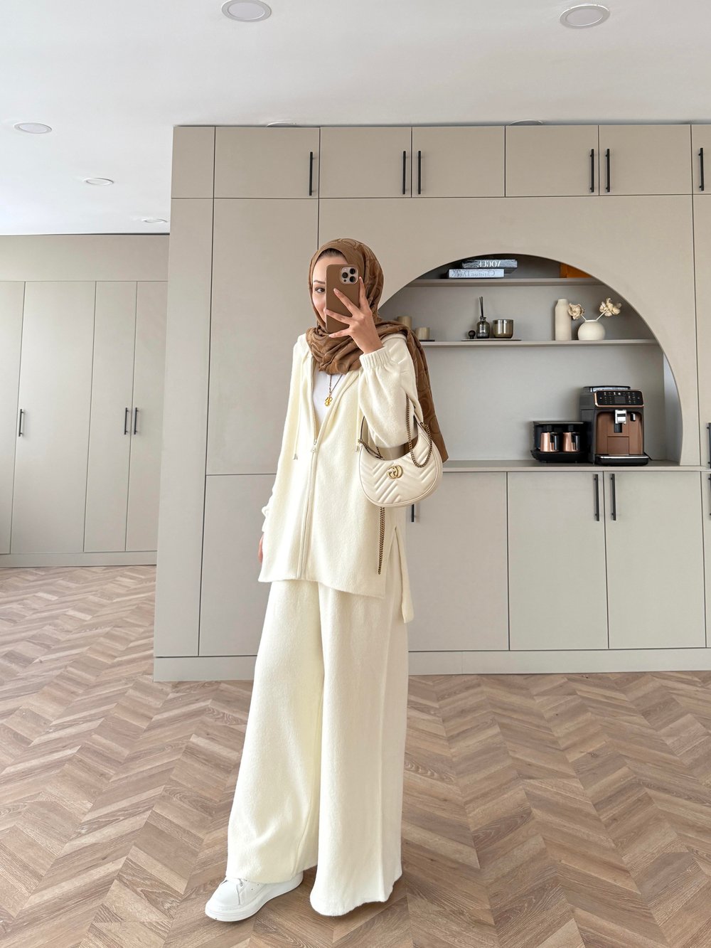 Zenya Angora Pantolonlu Takım Ekru