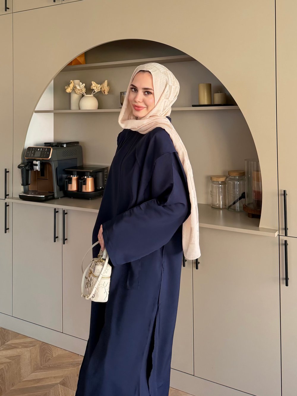 Zyra Omuz Şallı Yırtmaçlı Takım Lacivert (2361)