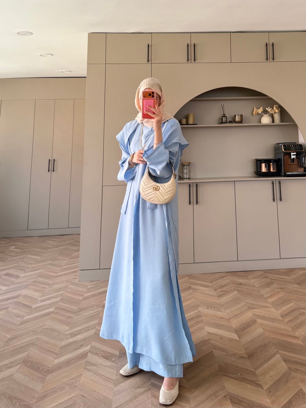 Zyra Omuz Şallı Yırtmaçlı Takım Mavi (2361)