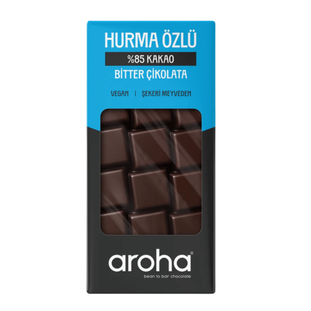 Aroha Şeker İlavesiz Hurma Özlü Bitter Çikolata - %85 KakaoŞekersiz Çikolatalar