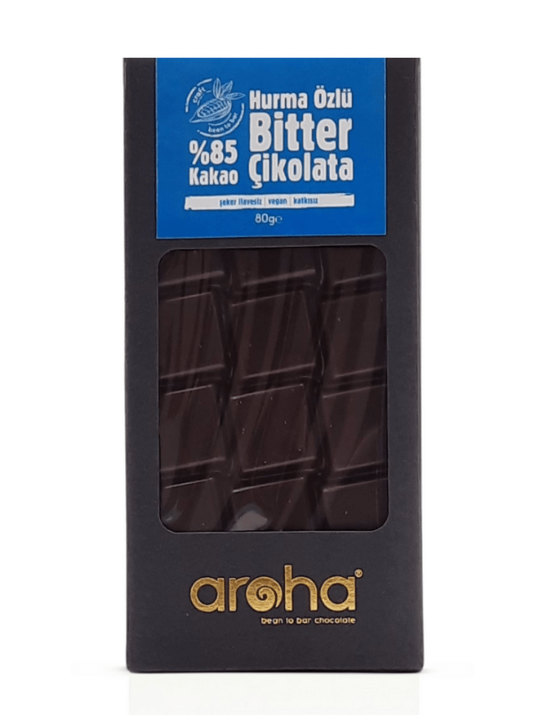 Aroha Şeker İlavesiz Hurma Özlü Bitter Çikolata - %85 Kakao
