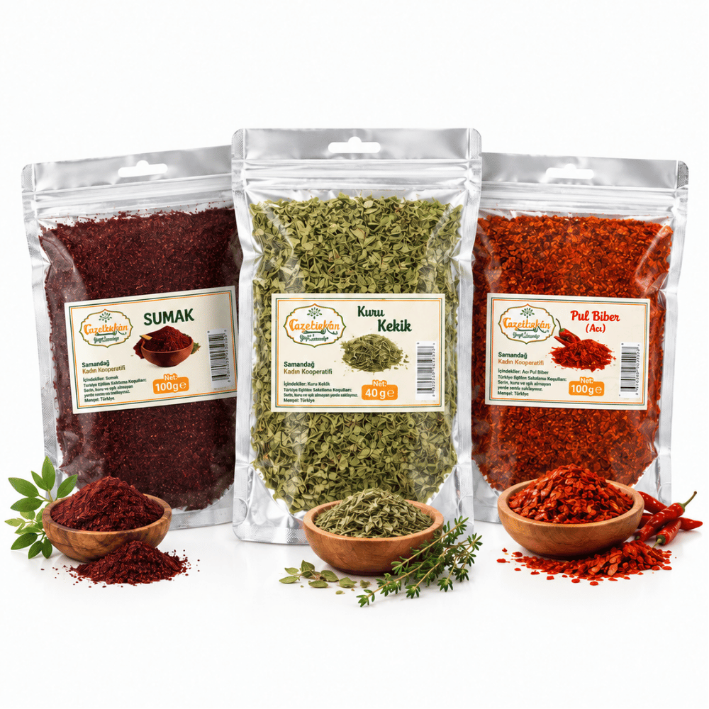 Kadın Emeği Baharat Seti ( Pulbiber Nane Sumak )Baharat & Tuz