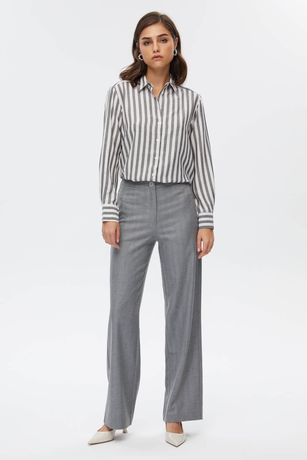 Gri Wide Leg Pantolon