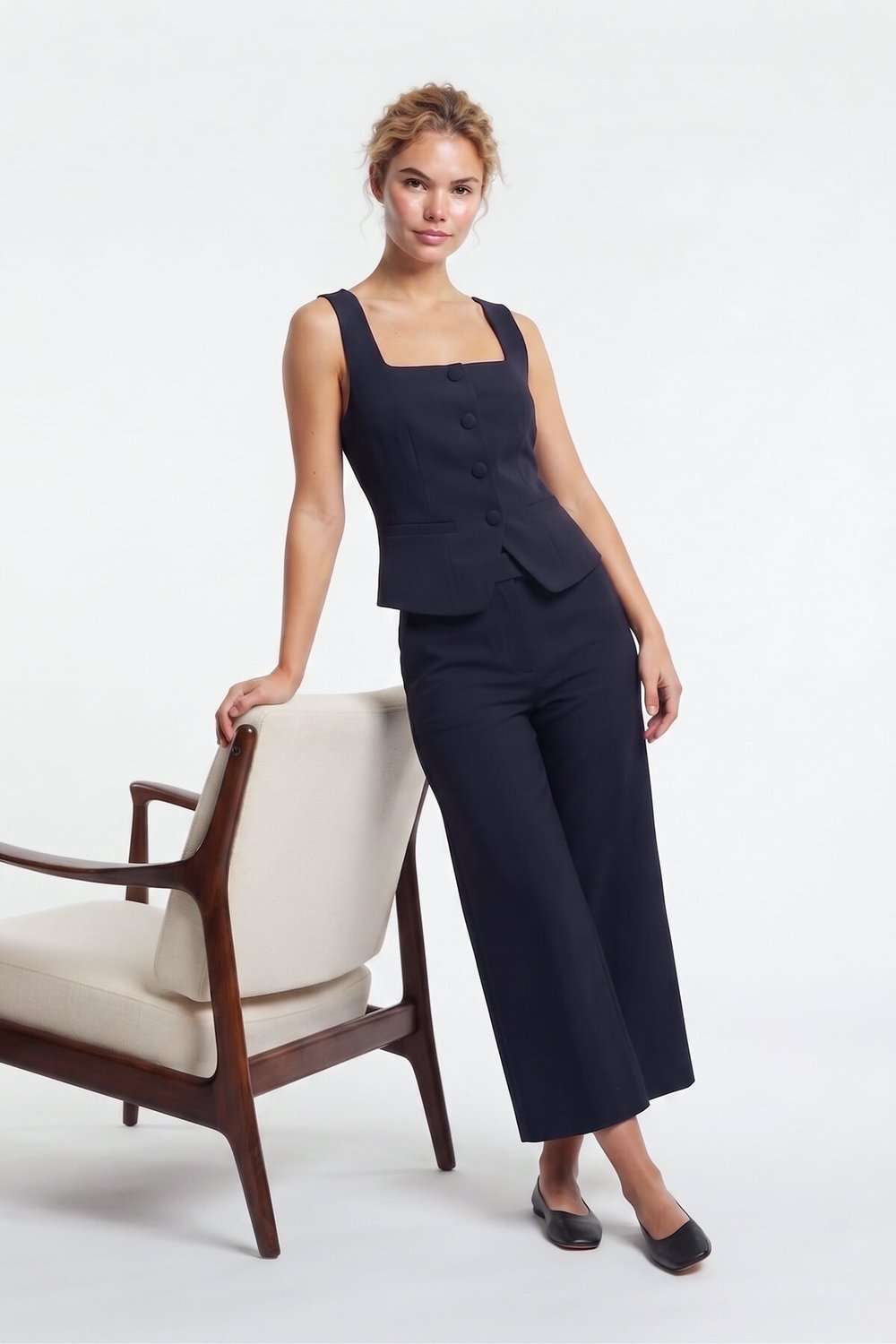 Lacivert Yüksek Bel Culotte Pantolon