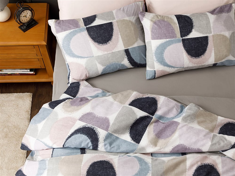 Abstract Bumbac King Size Set Lenjerie De Pat 240x220 cm Albastru - Lila