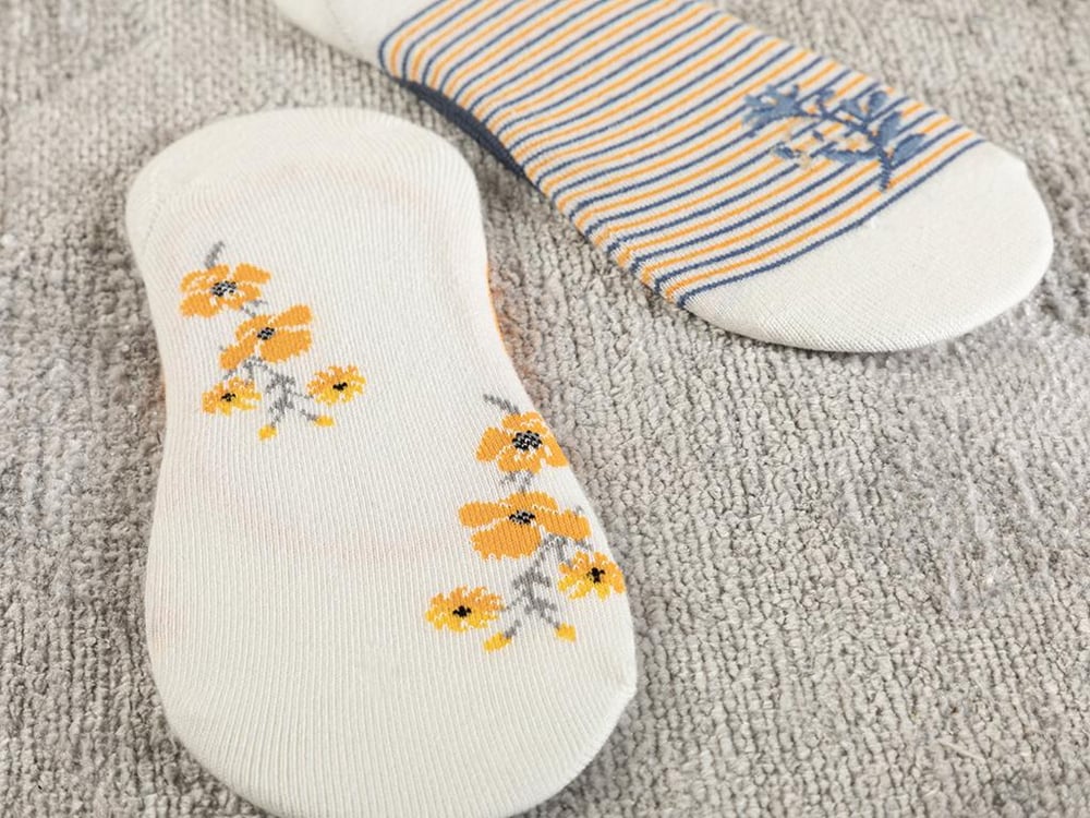 Funny Cotton Women 2 pcs Ballet Socks Standart Mustard Yellow - Navy Blue