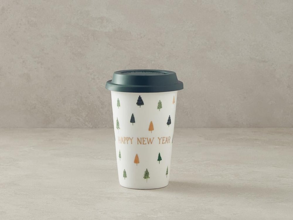 An nou fericit Porțelan New Bone China Cu Capac De Silicon Cană De Călătorie 400 ml Verde