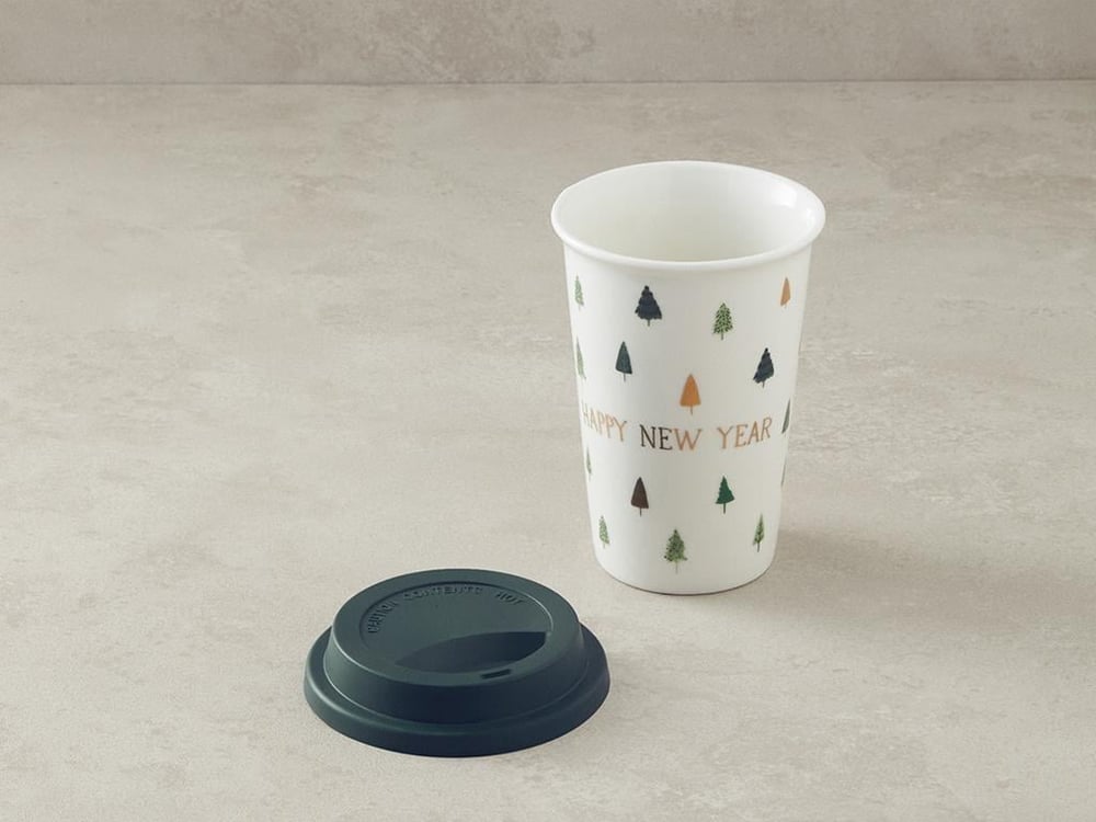 An nou fericit Porțelan New Bone China Cu Capac De Silicon Cană De Călătorie 400 ml Verde