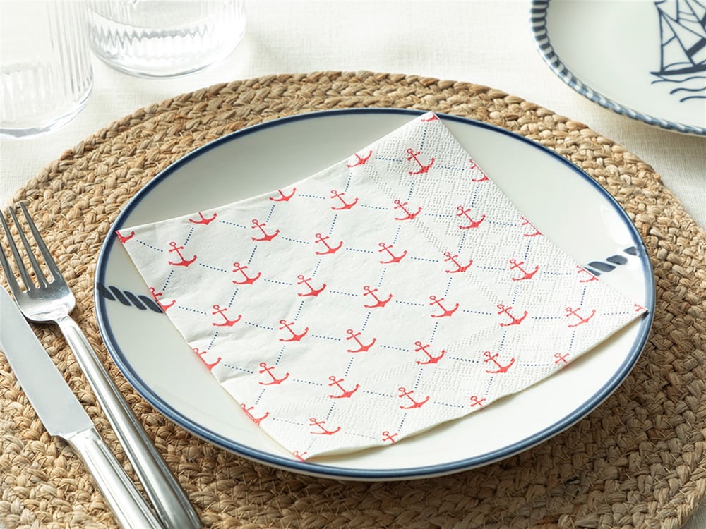 Anchor 20 Set Tissue Napkin 33x33 cm White-Red