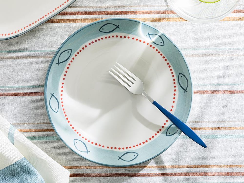 Aquatic Sea Porcelain Cake Plate 21 cm Light Blue