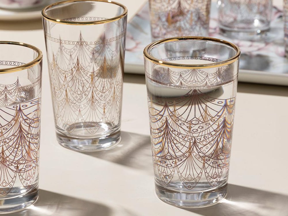 Articles Glass 6 Set Served with Coffee Water Glass 100 ml Transparent