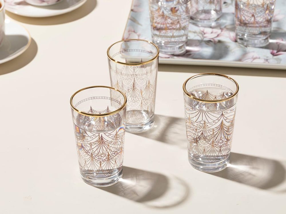Articles Glass 6 Set Served with Coffee Water Glass 100 ml Transparent