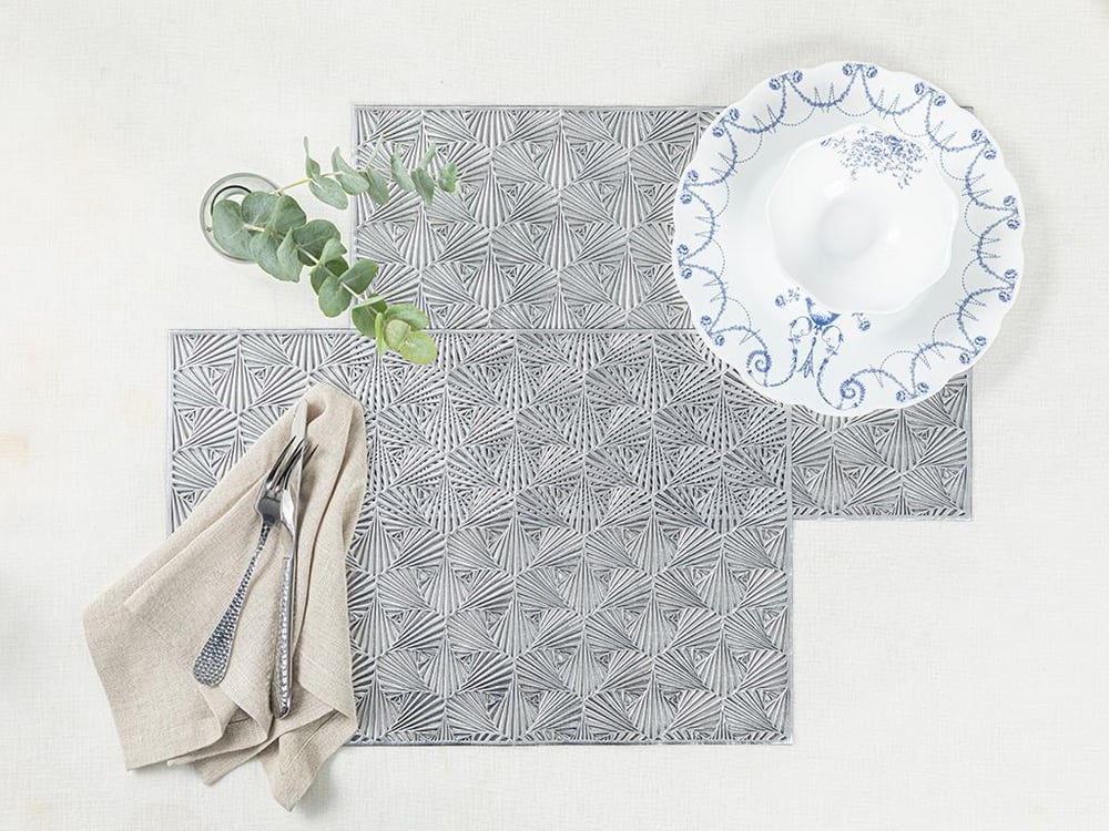 Arya PVC 2 Set Place Mat 30x45 cm Silver.