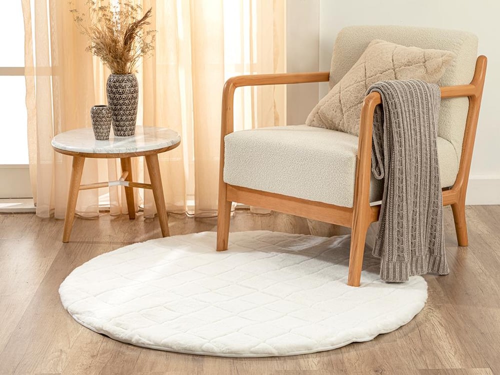 Covor imitație blană, Soft Touch, 120 cm, acril, alb