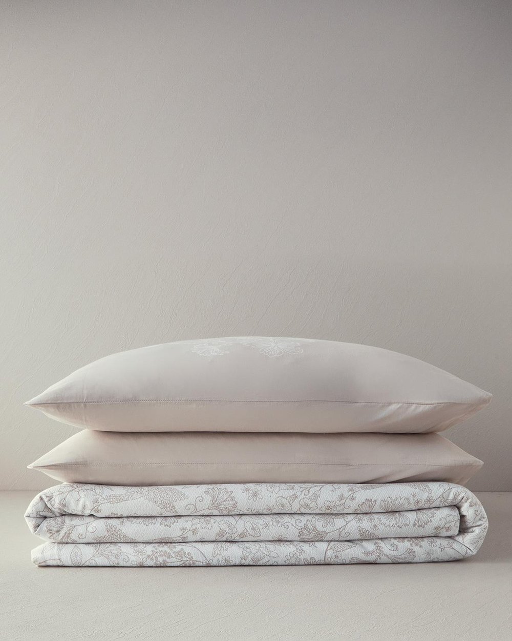 Bird Whisper Imprimat King Size Set Pătură De Vară 240x220 cm Bej