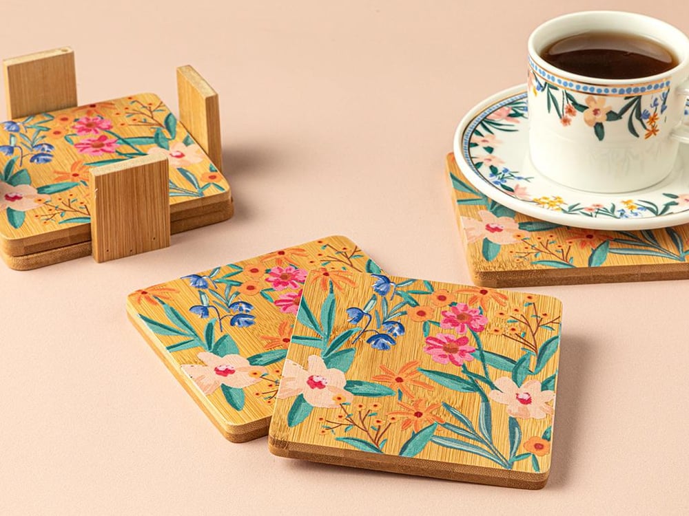 Blomstring Bamboo 4 Set Coaster 12 cm