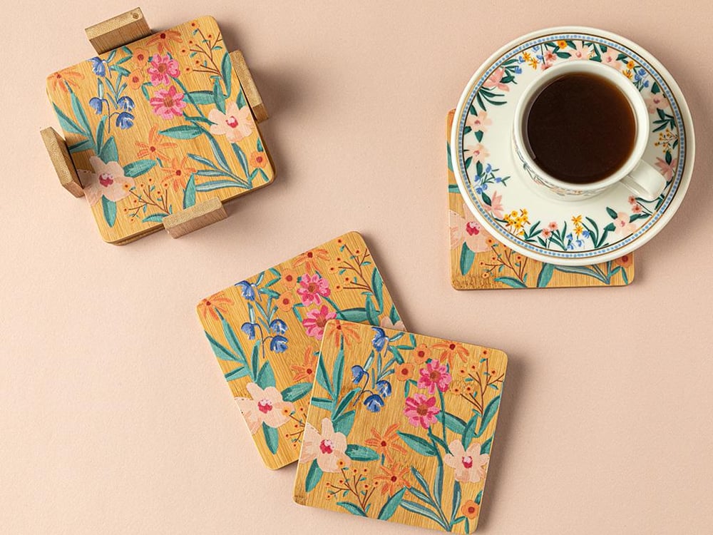 Blomstring Bamboo 4 Set Coaster 12 cm
