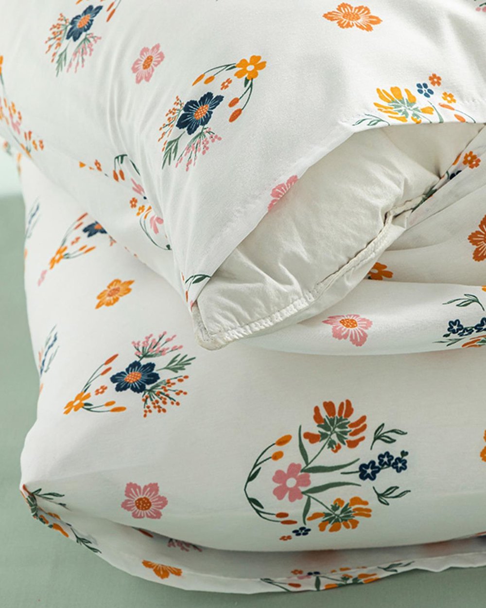 Bloomy Spring Ușor De Călcat Cu 2 Piese Față De Pernă 50x70 cm Albastru