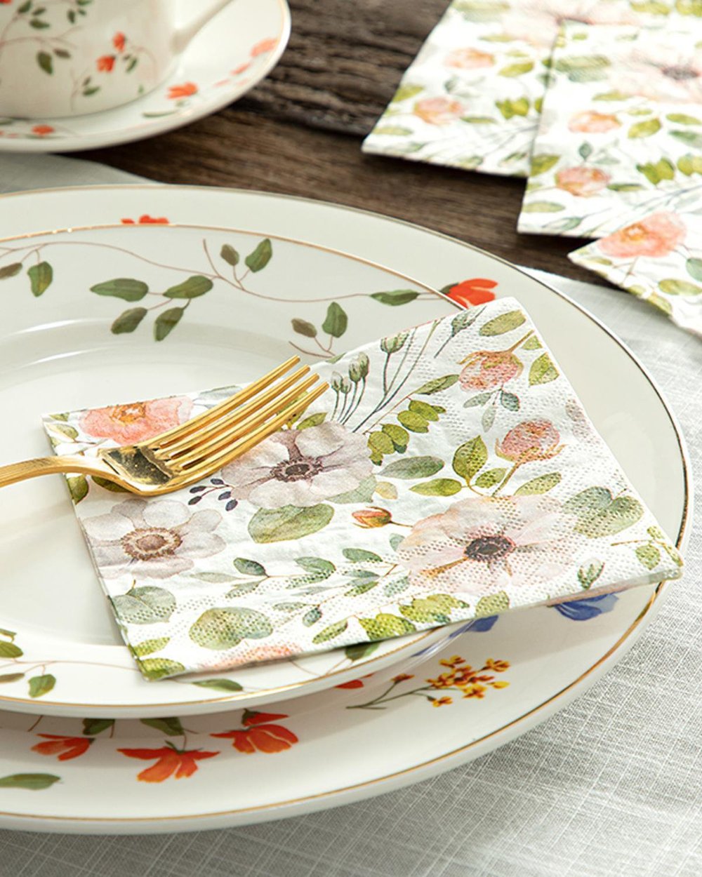 Blossoming Branches  Paper 20 Set Tissue Napkin 25x25 cm White