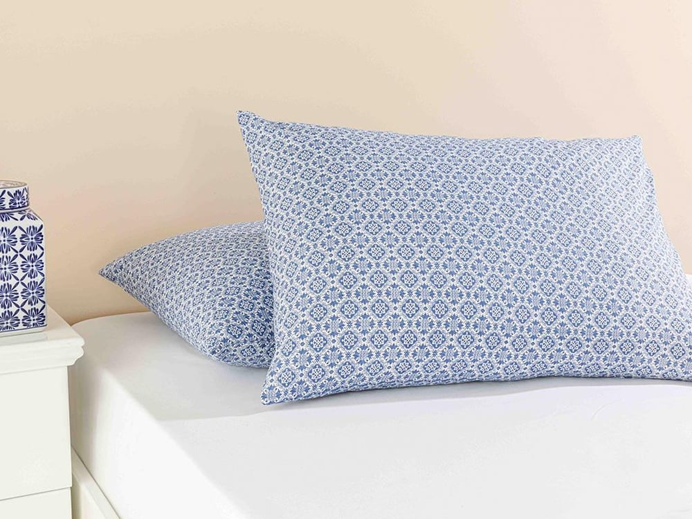 Blue Blanc Cu Bumbac Cu 2 Piese Față De Pernă 50x70 cm Bleumarin