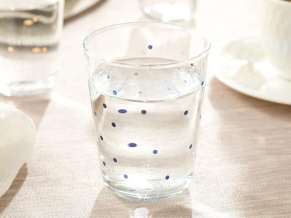 Blue Dots Glass 6 Pcs for Coffee Side Water Glass 100 ml Blue Gold